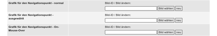 Formular zum Anlegen neuer Navigationspunkte, Ausschnitt für Grafikeingaben